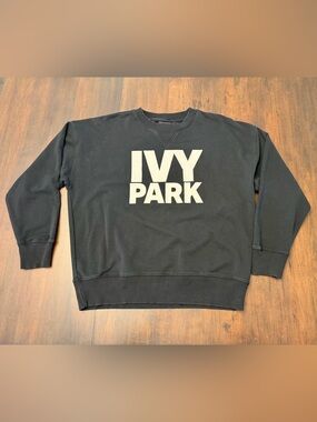 IVY PARK Black Crewneck Sweatshirt with White Logo